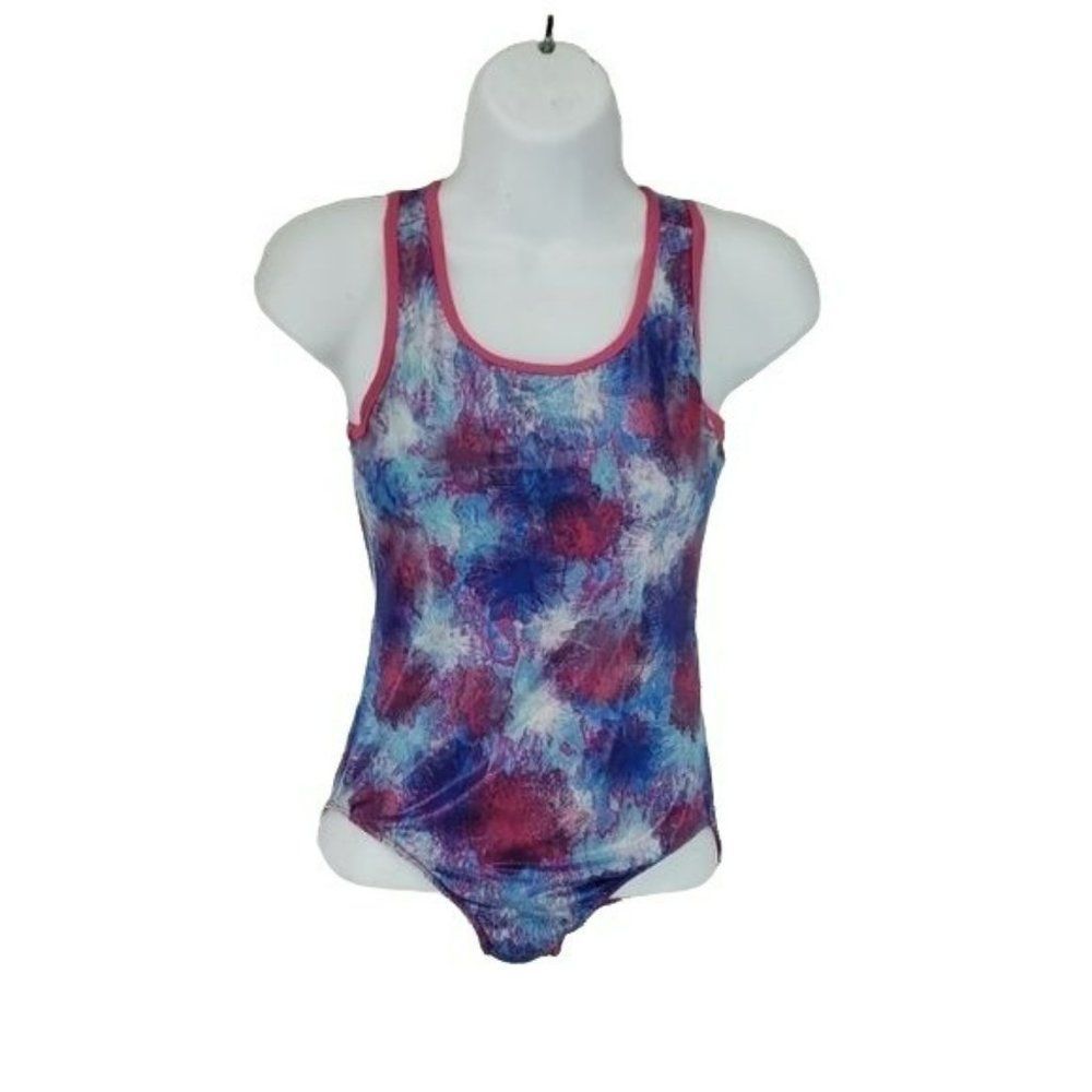 Future Star Girls Tie Dye Splatter Leotard Athetlic One Piece Purple‎ Size Large